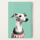 Aangepaste Italiaanse windhond Waterverf Xmas Trui Notitieboek (Achterkant)