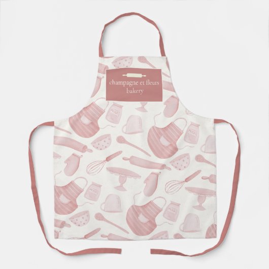 Aangepaste Ivoor + roos Gouden Glitter Bakkerij Na Schort (Voorkant)