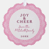 Aangepaste Ivoor Wit Mandala krans op roze Ornament Kaart (Achterkant)