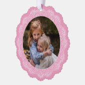 Aangepaste Ivoor Wit Mandala krans op roze Ornament Kaart (Links)