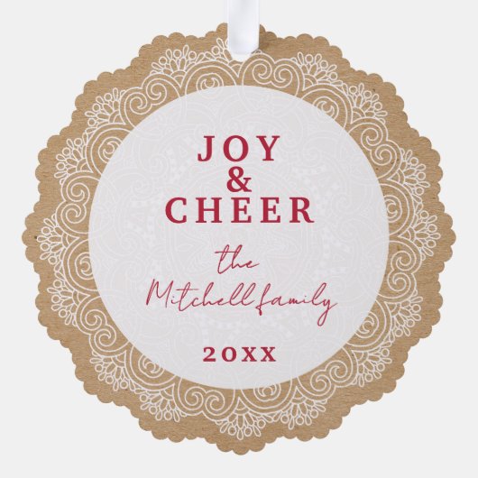 Aangepaste Ivoor Wit Mandala krans Ornament Kaart (Achterkant)