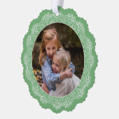 Aangepaste ivoor witte mandala krans op lichtgroen ornament kaart (Links)