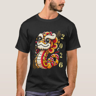 Aangepaste Jaar Draak Illustratie Rood Goud Feeste T-shirt