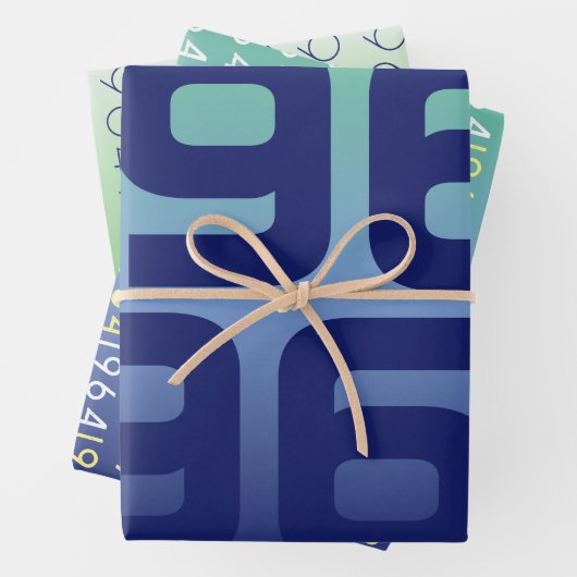 Aangepaste Jaar Ruimte Blauwe Gradiënt Wrapping Pa Inpakpapier Vel (In situ)