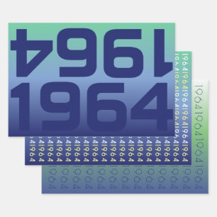 Aangepaste Jaar Ruimte Blauwe Gradiënt Wrapping Pa Inpakpapier Vel