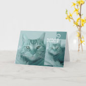 Aangepaste Jaar Verjaardag Kaart - AQUA BLUE Cat (Gele Bloem)