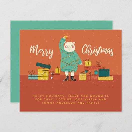 Aangepaste jaarbrief met modern kerstBeer (Voorkant / Achterkant)