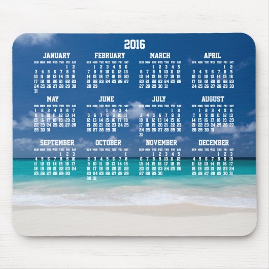 Aangepaste jaarlijkse kalender 2016 muismat strand (Voorkant)