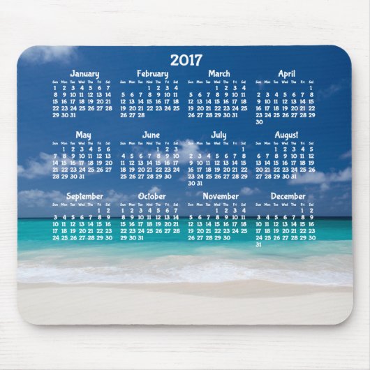 Aangepaste Jaarlijkse Kalender 2017 Muismat Strand (Voorkant)