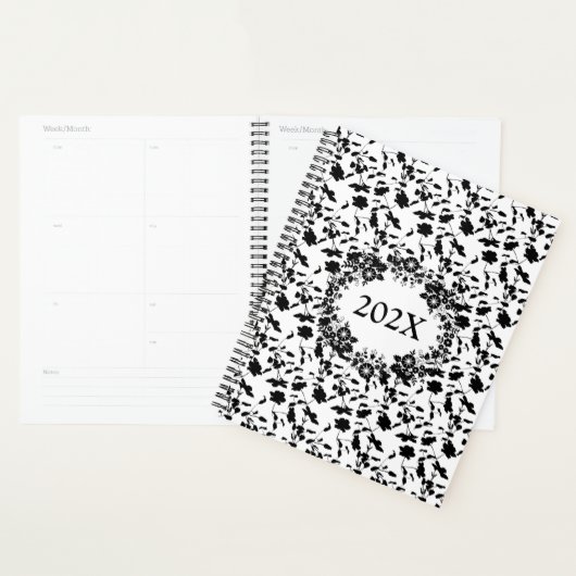 Aangepaste Jaarlijkse Zwarte En Witte Datum Planner (Display)