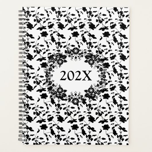 Aangepaste Jaarlijkse Zwarte En Witte Datum Planner (Voorkant)