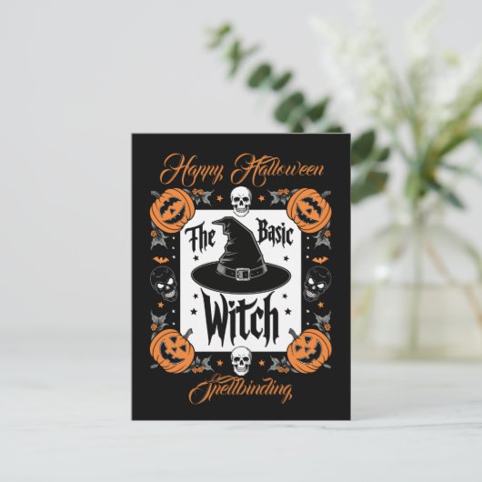 Aangepaste Jack op Lantaarn Retro Basic Witch Hall Briefkaart (Staand voorkant)
