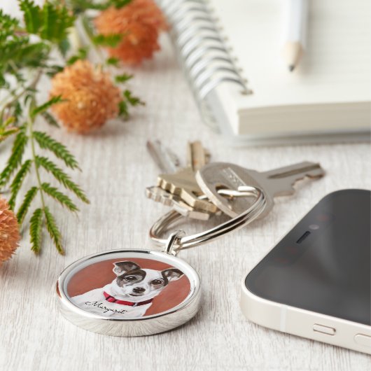 Aangepaste Jack Russell Terrier Sleutelhanger (Zijkant)