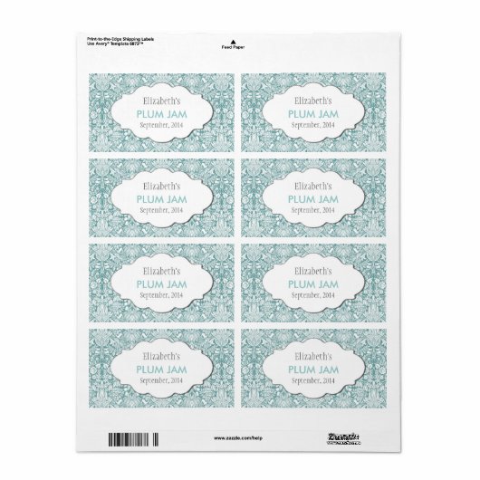 Aangepaste jam, saus, inblikken of productetikette etiket (Full Sheet)