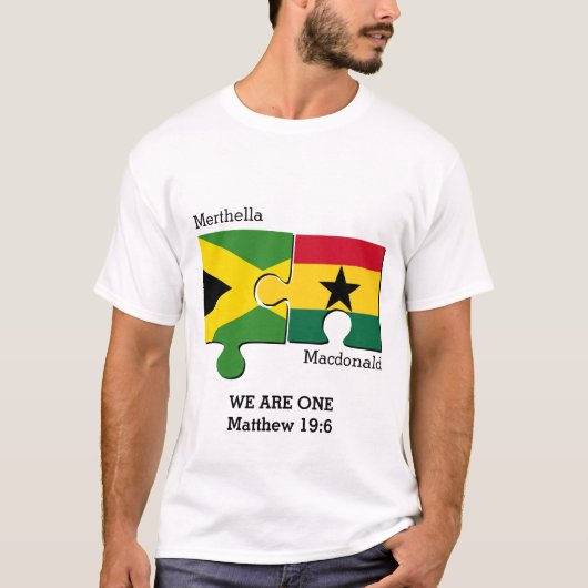 Aangepaste JAMAICA GHANA Christelijke Vlag T-shirt (Voorkant)