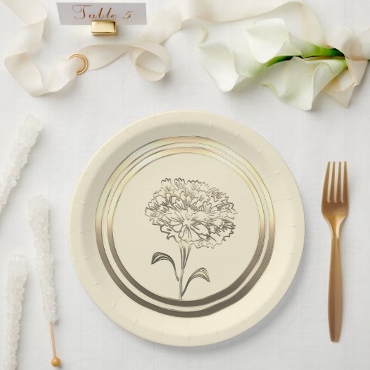 Aangepaste januari anjer  papieren bordje (Huwelijk)