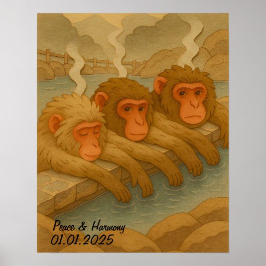 Aangepaste Japan Reislandschap grillige aap Poster (Voorkant)