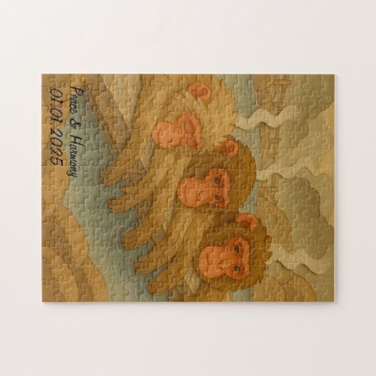 Aangepaste Japan Reizen grillige grappige aap Legpuzzel (Horizontaal)