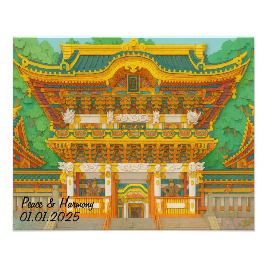 Aangepaste Japan Tempel Landschap Reizen Esthetisc Foto Afdruk (Voorkant)