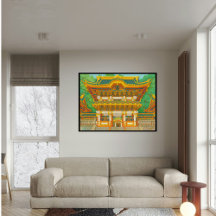 Aangepaste Japan Tempel Landschap Reizen Esthetisc