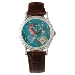 Aangepaste Japanse Koi Fish, Cherry Blossom Horloge
