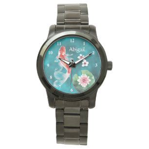 Aangepaste Japanse Koi Fish, Cherry Blossom Horloge