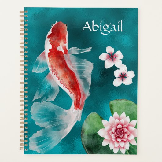 Aangepaste Japanse Koi Fish, Cherry Blossom Planner (Voorkant)