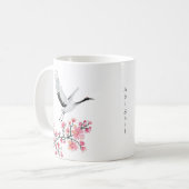 Aangepaste Japanse kraan en Cherry Blossom Koffiemok (Voorkant links)