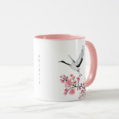 Aangepaste Japanse kraan en Cherry Blossom Mok (Voorkant rechts)