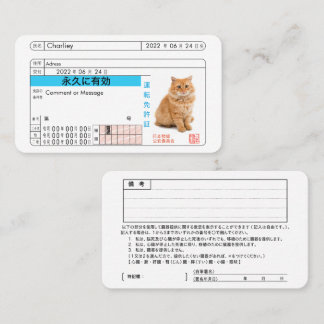 Aangepaste Japanse Rijbewijskaart!! Visitekaartje
