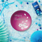 Aangepaste Japanse sneeuwkonijnen en Sakura Birthd Papieren Bordje (Feest)