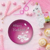 Aangepaste Japanse sneeuwkonijnen en Sakura Birthd Papieren Bordje (Feest)