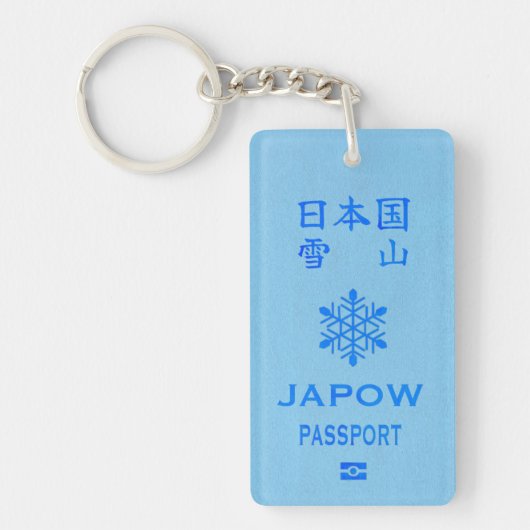 Aangepaste JAPOW-paspoort BLAUW Sleutelhanger (Voorkant)