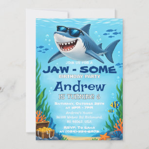 Aangepaste Jaw-tastische Haaien Verjaardag Kaart