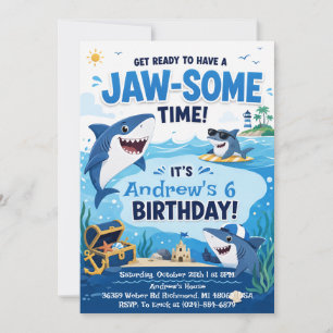Aangepaste Jaw-tastische Haaien Verjaardag Kaart