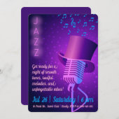 Aangepaste Jazz Club Uitnodiging met Retro Microfo (Voorkant / Achterkant)