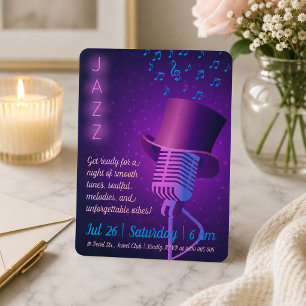 Aangepaste Jazz Club Uitnodiging met Retro Microfo
