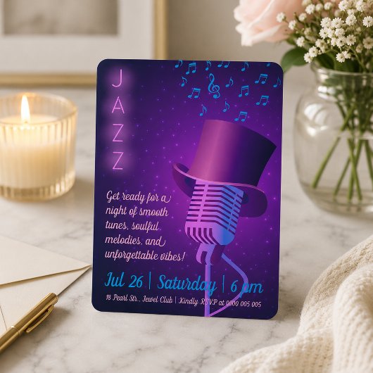 Aangepaste Jazz Club Uitnodiging met Retro Microfo