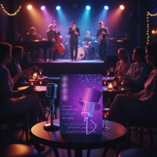 Aangepaste Jazz Club Verjaardag Uitnodiging