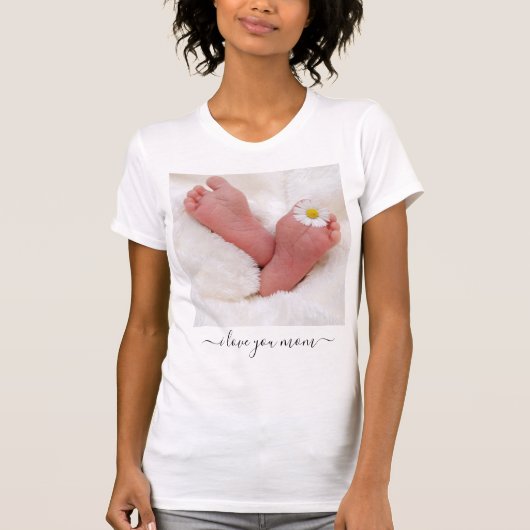 Aangepaste je moeder foto T-shirt tekst Ik hou van (Voorkant)