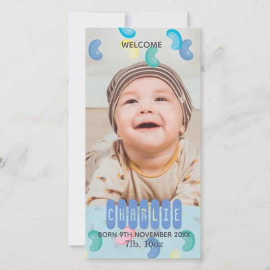 Aangepaste Jelly Beans Baby Foto Aankondiging (Voorkant)