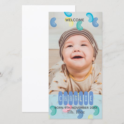 Aangepaste Jelly Beans Baby Fotoaankondiging Aankondiging (Voorkant / Achterkant)