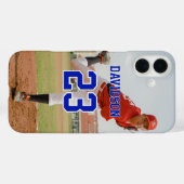 Aangepaste Jersey met blauwe tekst, fotonaam en ru Case-Mate iPhone Case (Achterkant (horizontaal))