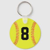 Aangepaste Jersey Number Fastpitch Softball-Sleute Sleutelhanger (Voorkant)