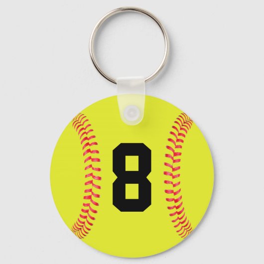 Aangepaste Jersey Number Fastpitch Softball-Sleute Sleutelhanger (Voorkant)