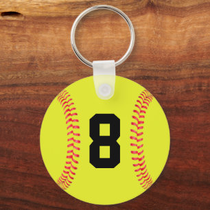 Aangepaste Jersey Number Fastpitch Softball-Sleute Sleutelhanger