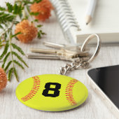 Aangepaste Jersey Number Fastpitch Softball-Sleute Sleutelhanger (Zijkant)