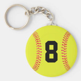 Aangepaste Jersey Number Fastpitch Softball-Sleute Sleutelhanger