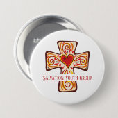 Aangepaste Jesus Cross Button Pin met Hart (Voorkant /achterkant)
