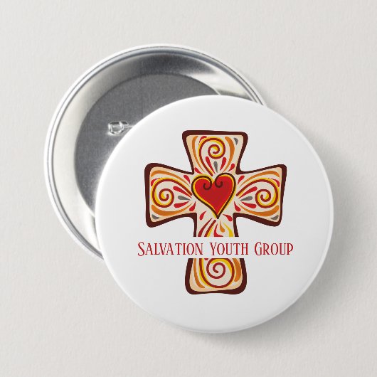 Aangepaste Jesus Cross Button Pin met Hart (Voorkant /achterkant)